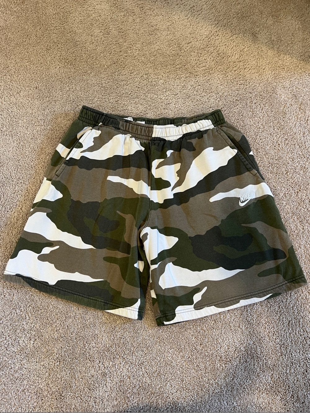 Nike Camouflage Athletic Shorts - Green tones & White